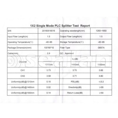 Дільник оптичний 1x2, 0.9мм, сплітер без конекторів (Splitter PLC) волокно G657A ValCord Дільник оптичний 1x2, 0.9мм, сплітер без конекторів (Splitter PLC) волокно G657A ValCord