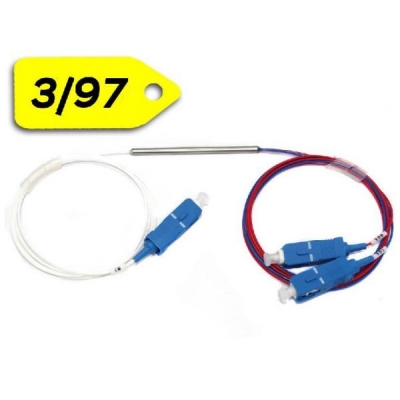 Дільник оптичний 1x2 SC/UPC 3/97%, 0.9мм, куплер (Coupler FBT), волокно G657A, ValCord